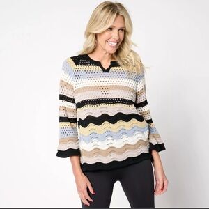 Multicolor Striped Knit Top dark blue